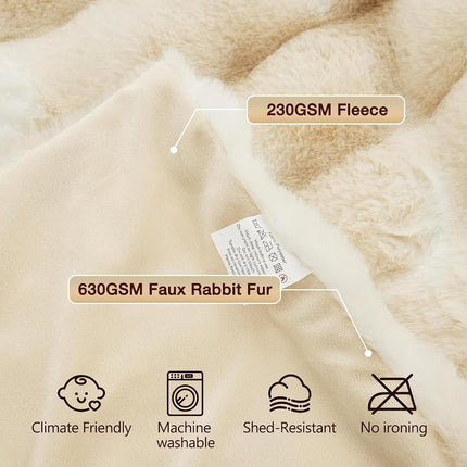 ORINOVA Tie-dye Camel Faux Fur Rabbit Thick Throw Blanket for Couch Living Room 50x60 Fluffy Bed Furry Comforter Soft Blanket Best Housewarming Home Gifts 860 GSM