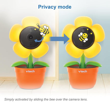 VTech RM9751 Yellow Daisy Smart Wi-Fi Baby Camera, iOS & Android Enabled, 1080p Full HD, Privacy Mode Cover, Night Light, Soothing Sounds & Lullabies, Two-way Intercom,Temperature Sensor, Night Vision