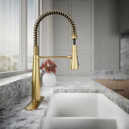 Kohler 22033-2MB Simplice Kitchen Sink Faucet, Vibrant Brushed Moderne Brass