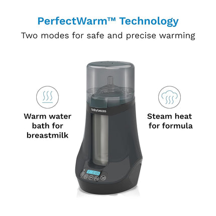 Baby Brezza Smart Baby Bottle Warmer, Breastmilk Warmer + Defroster – Free App - Only Brand with Different Temperatures for Breastmilk + Formula - Universal Fit for All Bottles + Milk Bags, Charcoal