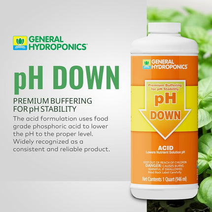 General Hydroponics pH Down Liquid Fertilizer, 1-Quart