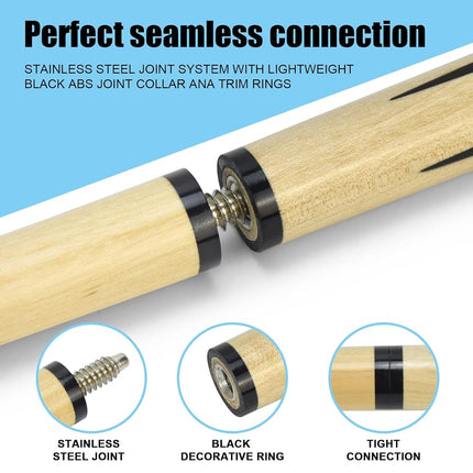 VANLAN Billiard House Cue Sticks Pool Cues 2-Piece 58 Inches Billiard Tips 13mm House Bar Billiard Cue Sticks Hardwood Cues Set of 2 (58" Set of 2)