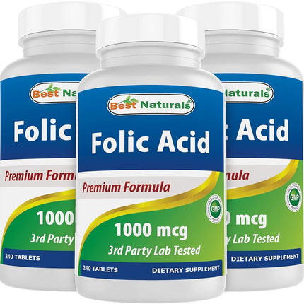 Best Naturals Folic Acid 1000 mcg (Vitamin B9), 24
