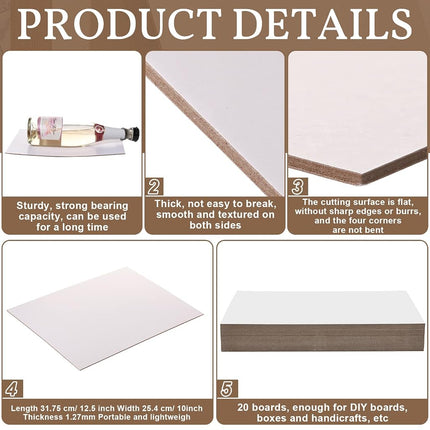 20 Pcs Book Board, Binders Board Chipboard Designer Bookboard Kraft Heavy Duty Chipboard Sheets Bookbinding Supplies for Book Binding Cover (White, 12.5 x 10 Inch 50PT)