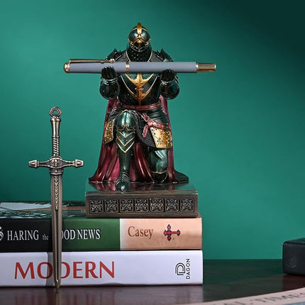 Knight Pen Holder Desk Organizer Office Decor Letter Opener for Desk Green