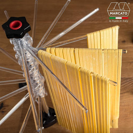 Marcato Tacapasta Pasta Drying Rack - Dry Up to 2Kg of Fresh Pasta | 16 Sturdy Rods | Space-Saving Rack | Quick-Closing Mechanism | Durable | Practical and Attractive Addition to Your Cooking Routine