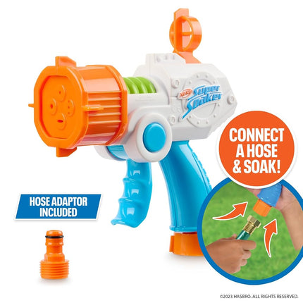 NERF Super Soaker Quadblast Blaster – Garden Hose Powered Soaking Machine for Epic Backyard Battles