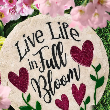 Spoontiques - Garden Décor - Life in Full Bloom Stepping Stone - Decorative Stone for Garden