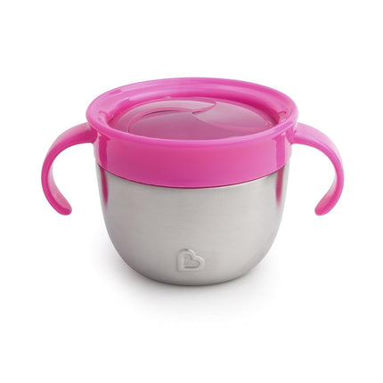 Munchkin� Snack+� Stainless Steel Snack Catcher Cup with Lid, 9 Ounce, Pink, 1 Pack