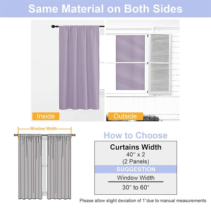 Simplebrand Ava Lilac Blackout Curtains for Bedroom 63 Inch Length 2 Panels Set, Nursery Thermal Insulated Energy Saving Rod Pocket Window Treatment Curtains Blackout Drapes, W40 x L63 Inch, Lilac