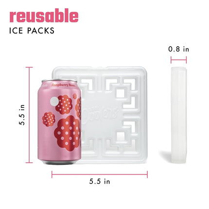 Cool Coolers Fashion Ice by Fit & Fresh, 6 Pack Large Slim Ice Packs, Unique Ice Pack Design for Womens Lunch Bag, Space Saving Reusable Freeze Blocks for Lunch Boxes, Cooler, Pearl White, 6PK