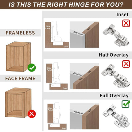 20 Pack Full Overlay Soft Close Cabinet Hinges 105° Frameless 3 Way Adjustable Soft Close Hinges for Cabinet Doors Kitchen Cabinet Door Hinges with Screws