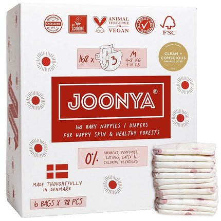 Joonya Baby Nappies, Size 3 M (4-8 kg) - 6 Bags of