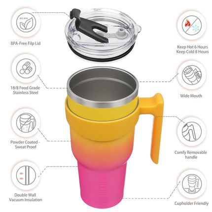 BJPKPK 1200 ml Tumbler with Handle & Straw, Insulated Stainless Steel Mug