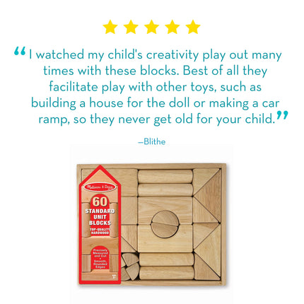 Melissa & Doug 60 Wood Building Blocks | Developmental Toy | Toy Blocks & Building | Age 3+ | 60 Piece Set|Gift for Boy or Girl