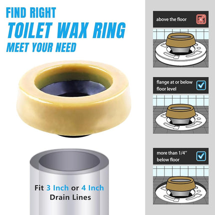MENNTY Extra Thick Toilet Wax Ring Kit Universal Fit for 3 or 4 Inch Drains