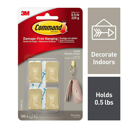 Ganchos metálicos Command 17032BR-4ES, 0, latón, 16 unidades