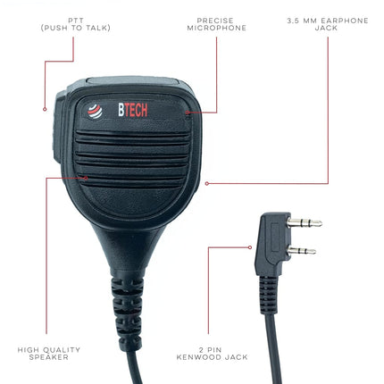 BaoFeng QHM22 Platinum Series IP54 Rainproof Shoulder Speaker Mic for BaoFeng, AnyTone, Kenwood Radios