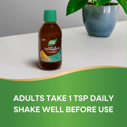 Nature's Way NutraVege Suplemento Líquido Omega-3 Extra Fuerte a Base de Plantas - Vegetariano, Vegano - Sabor Arándano Naranja, 6.8 oz