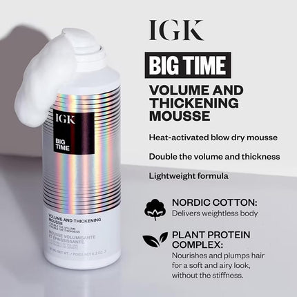 IGK Big Time Volume and Thickening Mousse For Unisex 6 oz Mousse