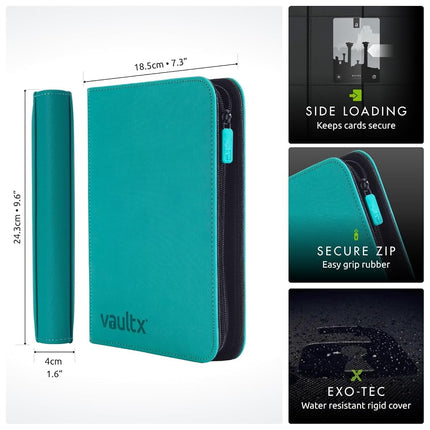 Vault X 4 Pocket Zip Trading Card Binder 160 Cards Exo-Tec (Teal)