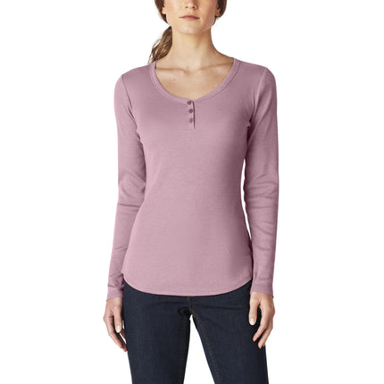 Dickies Women's Ls Henley Shirt, Dusky Orchid Sing
