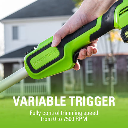 Greenworks 24V Desbrozadora inalámbrica sin escobillas de 13 pulgadas (Gen 2), batería USB de 4.0Ah y cargador incluidos