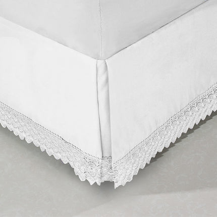 Elegant Comfort Narina Collection Lace Bed Skirt 15inch Drop, 1500 Premium Hotel Quality, Sophisticated Design for a Vintage Look- Easy Care and Wrinkle Resistant, Lace Bedskirt, Full, White