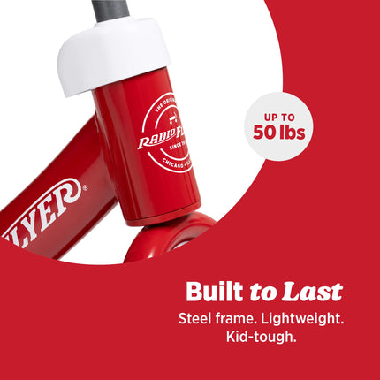 Radio Flyer Air Ride Balance Bike, Red, for Kids Ages 1.5-5, Pedal Free for Quick Learning, Rubber Air Tires, Adjustable Seat, Foot Rest, Ringing Bell, Kid & Toddler Balance Bikes (Amazon Exclusive)