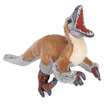 Wild Republic Artist Collection, Dinosaur Velociraptor, Gift for Kids, 15 inches, Plush Toy, Fill is Spun Recycled Water Bottles, Brown, Medium