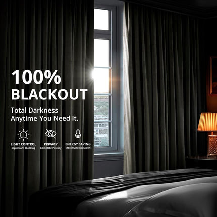 HPD Half Price Drapes Signature Velvet Thermal Blackout Curtains for Living Room 96 Inch Long (1 Panel) Rod Pocket Insulated Blackout Curtains for Bedroom Window Curtains, 100W x 96L, Gunmetal Grey