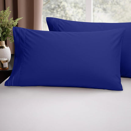 Elegant Comfort Luxury Ultra-Soft 2-Piece Pillowcase Set - 1500 Premium Hotel Quality Microfiber Double Brushed - Wrinkle Resistant, Standard/Queen, Royal Blue
