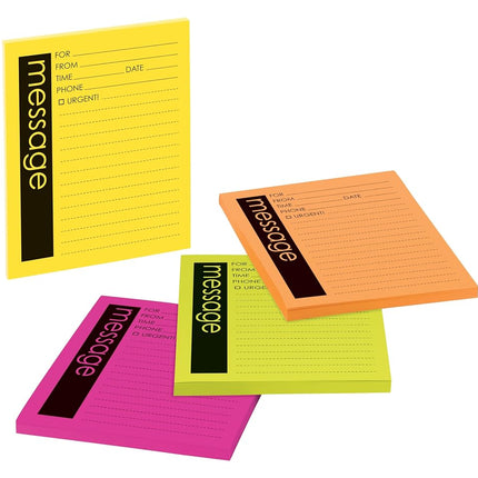 Post-it Super Sticky Notes, Telephone Message, 4x5 in, 4 Pads, 2X The Sticking Power,Energy Boost Collection, Lined (7679-4-SS)