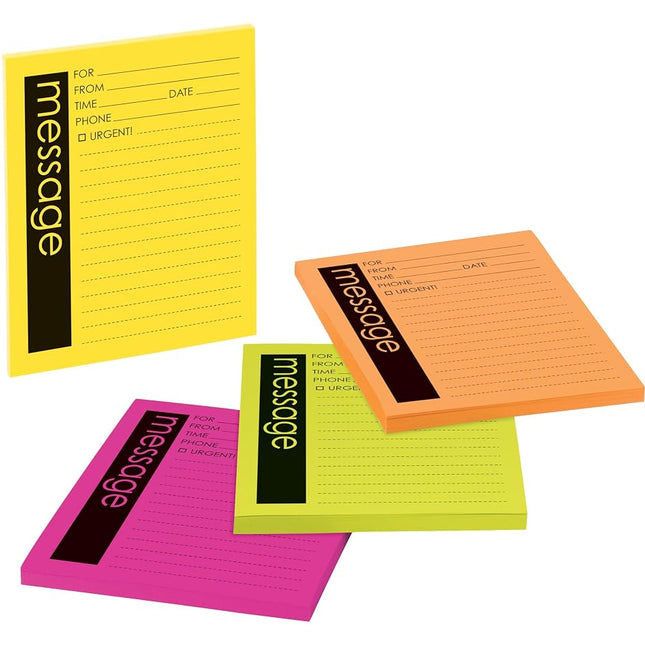 Post-it Super Sticky Notes, Telephone Message, 4x5 in, 4 Pads, 2X The Sticking Power,Energy Boost Collection, Lined (7679-4-SS)