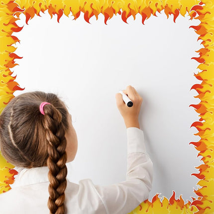 JarThenaAMCS 32.8Ft Fire Bulletin Board Border Red Orange Fire Die Cut Trim Border Roll for School Classroom Chalkboard Party Decoration