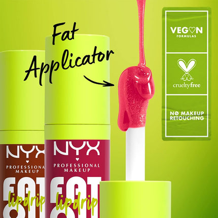 NYX PROFESSIONAL MAKEUP Fat Oil Lip Drip, Moisturizing, Shiny and Vegan Tinted Lip Gloss - That's Chic (Deep Berry)