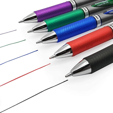 Pentel Energel Liquid Gel Pen- 1 Mm Bold 6 Black Ink & 6 Blue Ink Pens Energel, Bulk Pack of 12 Combo RTX Retractable Deluxe Liquid Gel Pen.