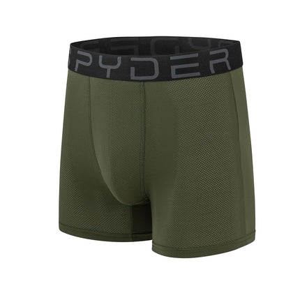 Spyder Mens Boxer Briefs Performance Nylon Mesh Sports Underwear, Green/Black/Green/Brown, M