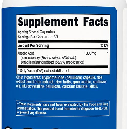 Performance, Ursolic Acid, 120 Capsules (75 mg per Capsule), Nutricost