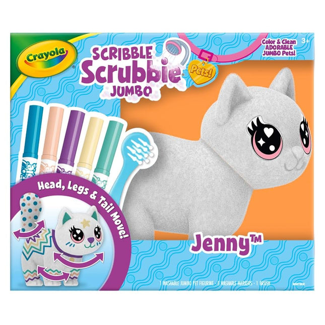 Crayola Scribble Scrubbie Jumbo (6 inch), Posable Kids Toy, Cat, Coloring Gift