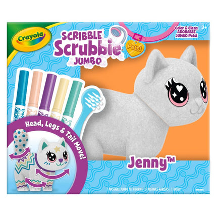 Crayola Scribble Scrubbie Jumbo (6 inch), Posable Kids Toy, Cat, Coloring Gift