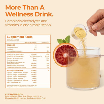 Jupi Hydration & Wellness Powder – Turmeric & Ginger shots, Vitamin C Supplement for Energy, Immune Support & Digestive Health – Vegan, Gluten-Free Drink Mix for Men & Women, Citrus Flavor 30 servings