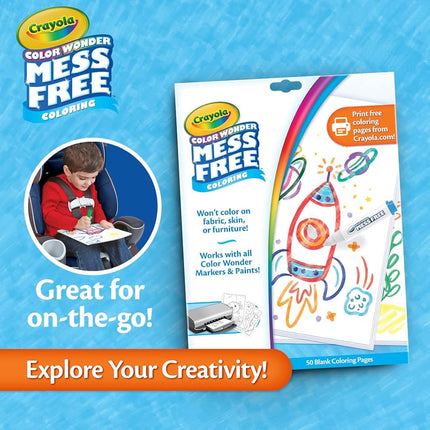 CRAYOLA Color Wonder Mess Free Coloring, Blank Coloring Pages, 50 Count, Printable Page Refill Set, Small