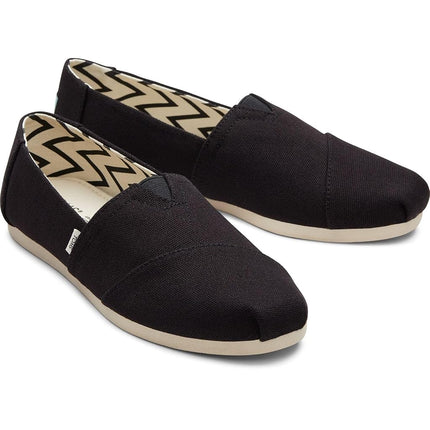 TOMS Womens Recycled Cotton Alpargata Loafer Flat, Black White, 5 UK