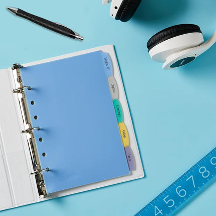 AVERY Durable Plastic 5-Tab Write & Erase Mini Dividers for 7 and 3 Ring Binders, Multicolor, 24 Sets (16180)