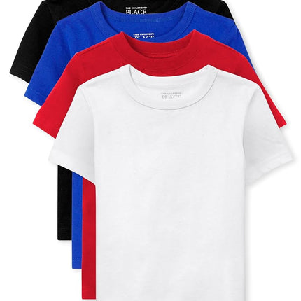 The Children's Place Lot de 4 tee-shirts basiques à manches courtes pour bébé garçon, noir/bleu/rouge/blanc, 18-24 mois