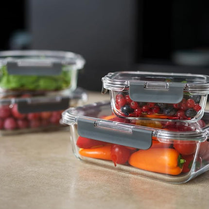 Zyliss 370ml Glass Container, Shatterproof Glass, Airtight Food Storage Box with Sealable Lid, Microwave Safe, BPA Free, Freezer Safe, Fridge Storage, Food Container, 16cm x 12cm x 5cm
