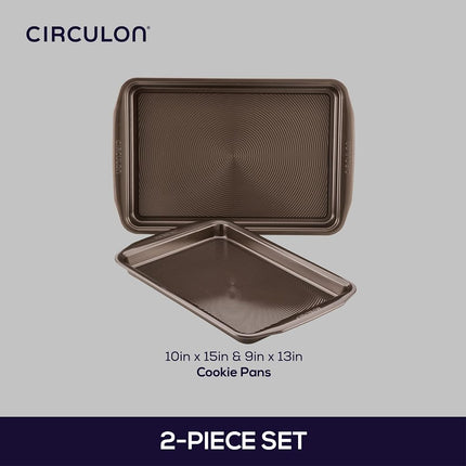 Circulon Nonstick Bakeware Set with Nonstick Cookie Sheets/Baking Sheets - 2 Piece, Chocolate Brown, Set (9" x 13" & 10" x 15")