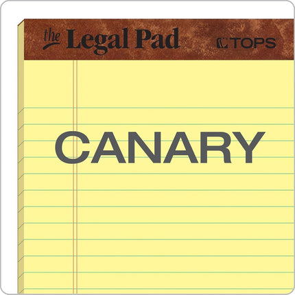 Tops The Legal Pad Legal Pad, 5 x 8 Inches, Perforated, Canary, Narrow Rule, 50 Sheets per Pad, 12 Pads per Pack (7501)