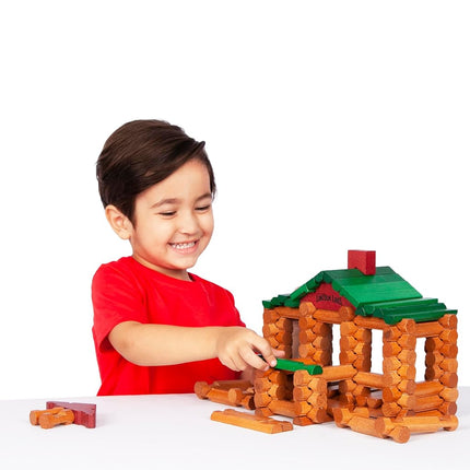Lincoln Logs | Lincoln Logs 100th Anniversary Tin | Educational Toys for Kids, 111 Piece STEM Learning Kit, Engineering Construction for Kids Aged 8+ | Basic Fun 00854, Brown